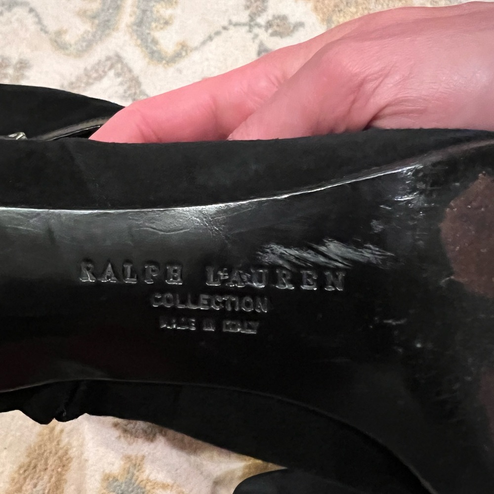 RALPH LAUREN Black Suede Ankle Boots - 9.5 - Picture 9 of 10